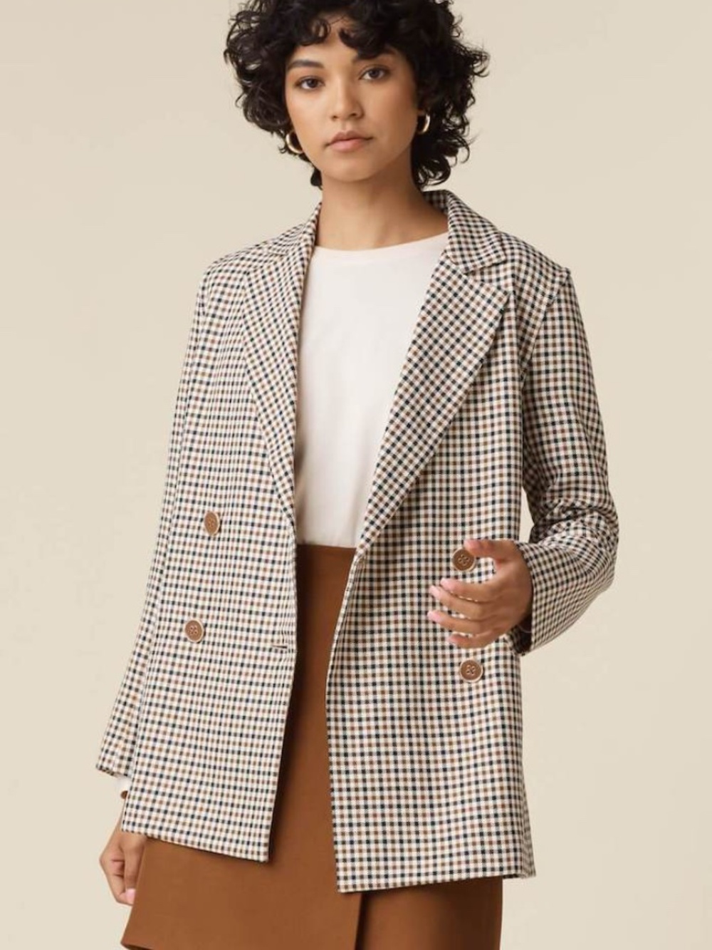 Vetta Capsule Mod Capsule Convertible Blazer in Brown Plaid S